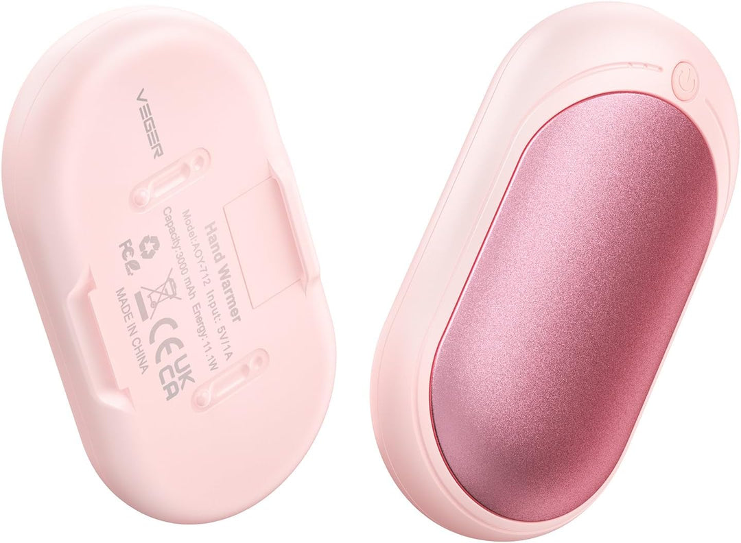 VEGER Handwärmer, Wiederaufladbar Taschenwärmer 2er-Pack mit 3 Stufen, Schnelle Wärme, Handlich & Pr