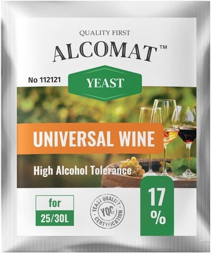 Weinset ALCOMAT-Box-L Weinhefe | Gärbehälter 15/17L | Gärröhrchen | Dichtgummi | Weinmessgerät | Wei