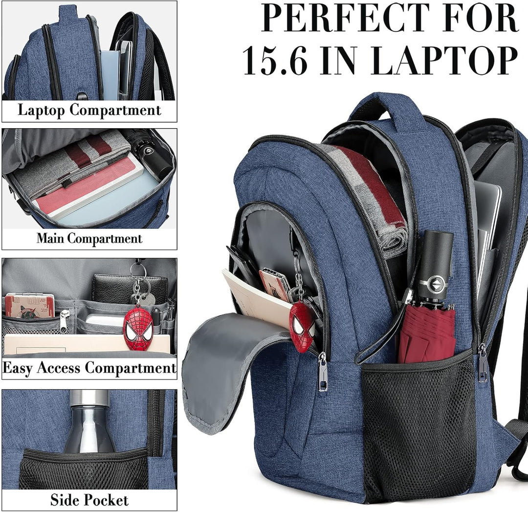 BIKROD Rucksack Damen, Schulrucksack Mädchen, 15.6 Zoll Laptoptasche mit USB Ladeanschluss, Wasserdi