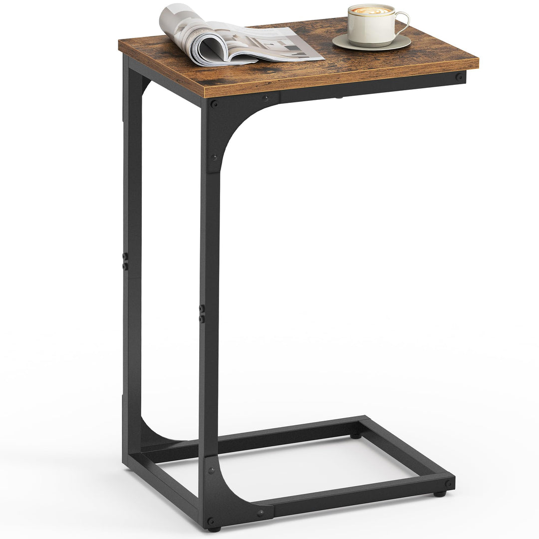 VASAGLE Beistelltisch, Sofatisch, C Form, Couchtisch, mit Metallgestell, industriell, für Wohnzimmer