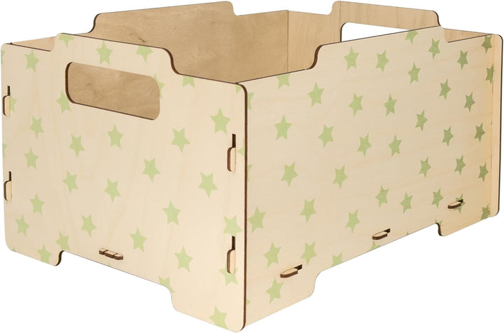 Dalber Spielzeugkiste Kinder Holz 2er-Set Sterne Grün | Aufbewahrungsboxen für Spielzeug; stapelbar;