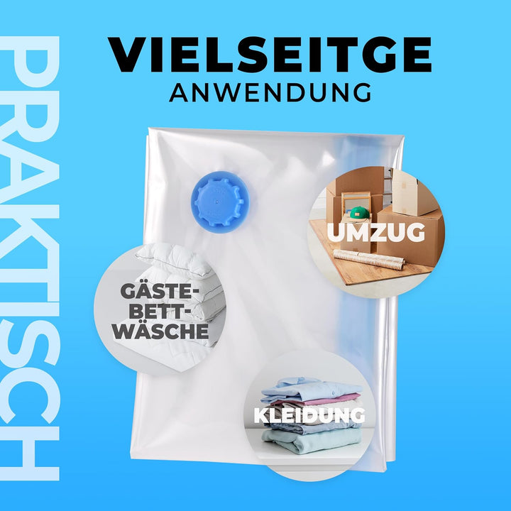 Die Vakuumbeutel für Kleidung und Bettdecken von figg (6er Set 2x XXL, 2x L und 2x S) - 6 Vakuumierb