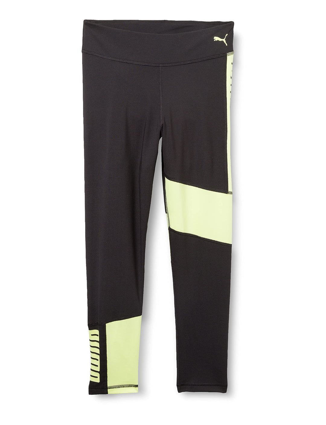 PUMA Mädchen Runtrain 7/8 Tights G Leggings 152 Puma Black-soft Fluo Yellow, 152 Puma Black-soft Flu