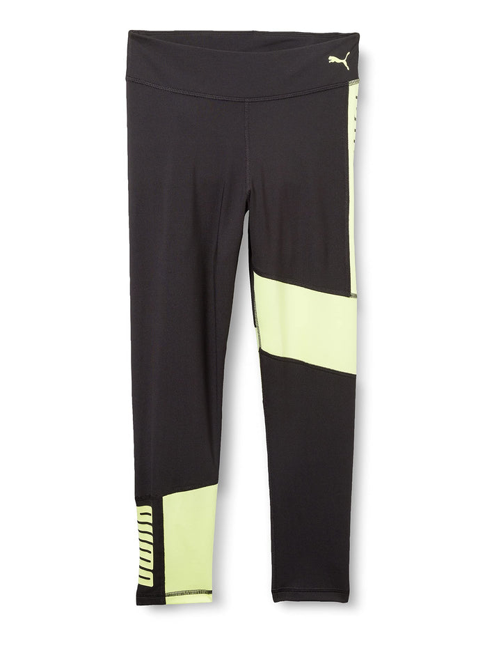 PUMA Mädchen Runtrain 7/8 Tights G Leggings 152 Puma Black-soft Fluo Yellow, 152 Puma Black-soft Flu
