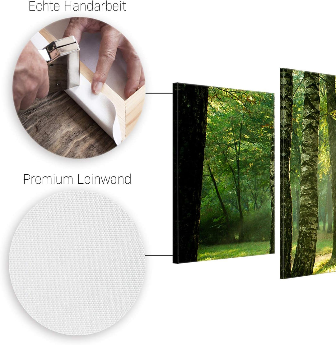 ge Bildet Bild auf Leinwand | Landschaftsbilder - Wald I in 100x50 cm mehrteilig als Wandbild | Wand