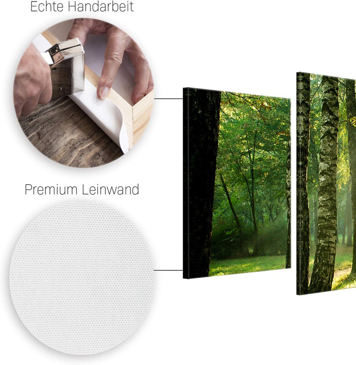 ge Bildet Bild auf Leinwand | Landschaftsbilder - Wald I in 100x50 cm mehrteilig als Wandbild | Wand