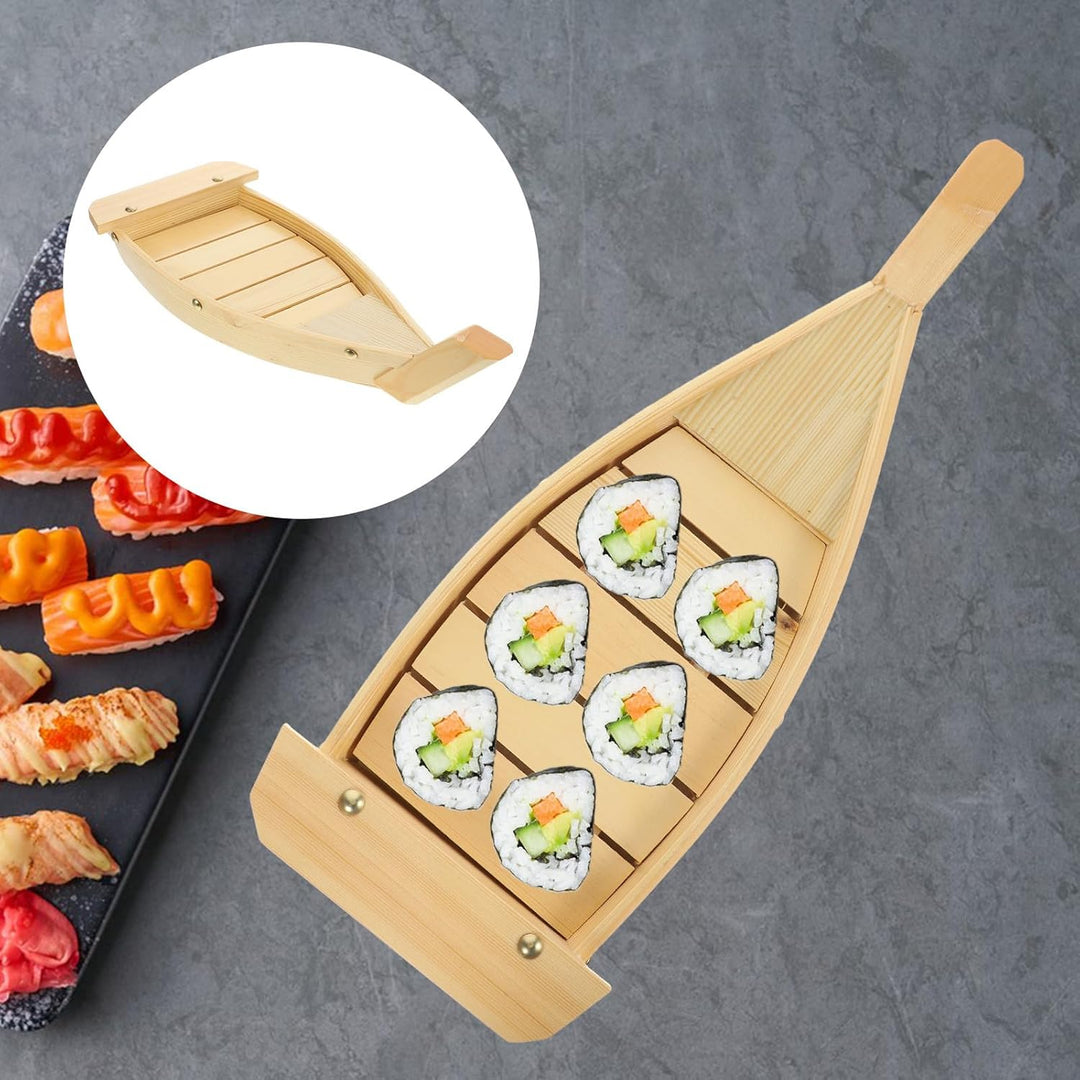 Toyvian Holz Sushi Servierplatte Boot form Grosses Japanisches Snacktablett Sashimi Platte Für Resta