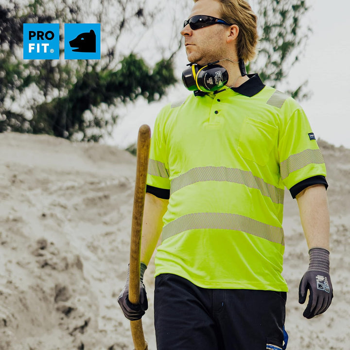 PRO FIT Warnschutz Poloshirt - EN ISO 20471 - UV-Schutz 40+ - Atmungsaktiv - Nachhaltiger Lyocellmix