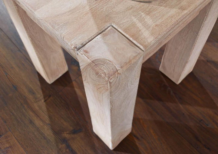 MASSIVMOEBEL24.DE Hocker Akazie beige getüncht Nature White 