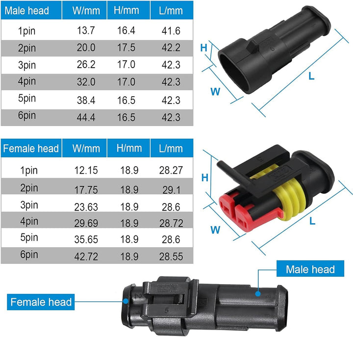 740pcs kfz Stecker,kfz Steckverbinder,kfz Stecker Wasserdicht,Wasserdichte Stecker 12v,mit Crimpzang