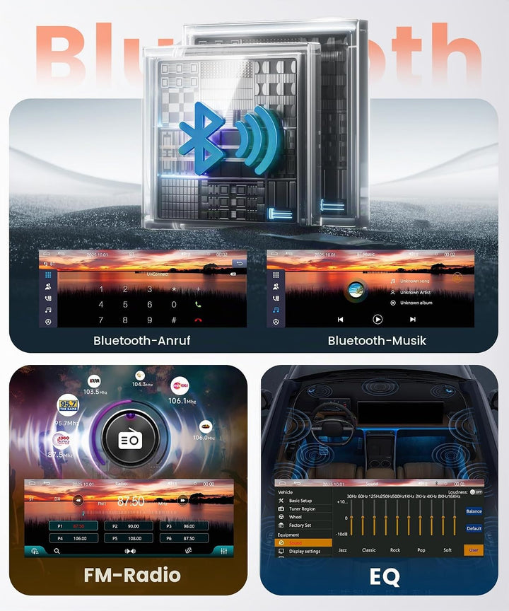 Rimoody Autoradio 1 Din 6,28 Zoll mit Wireless CarPlay - Android Auto, Bluetooth 5.2, In-Cell Displa