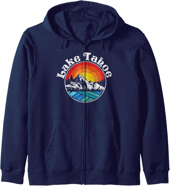 Lake Tahoe Mountains Throwback Vibe Nature Graphic Kapuzenjacke