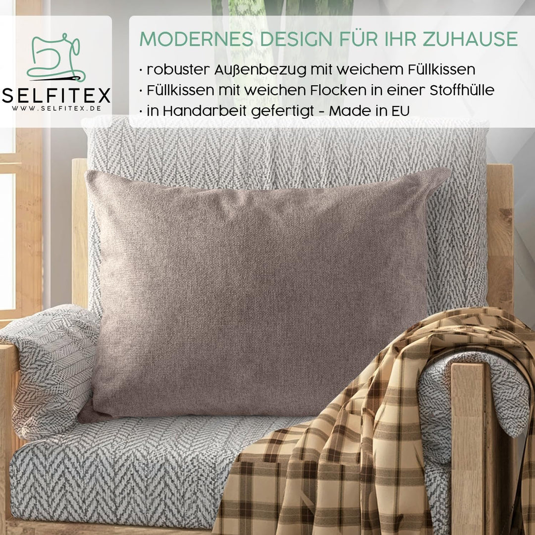 Selfitex Modisches Couchkissen XXL 60x80 cm, Sofakissen mit Füllung und Bezug, kuschelweiches Leseki