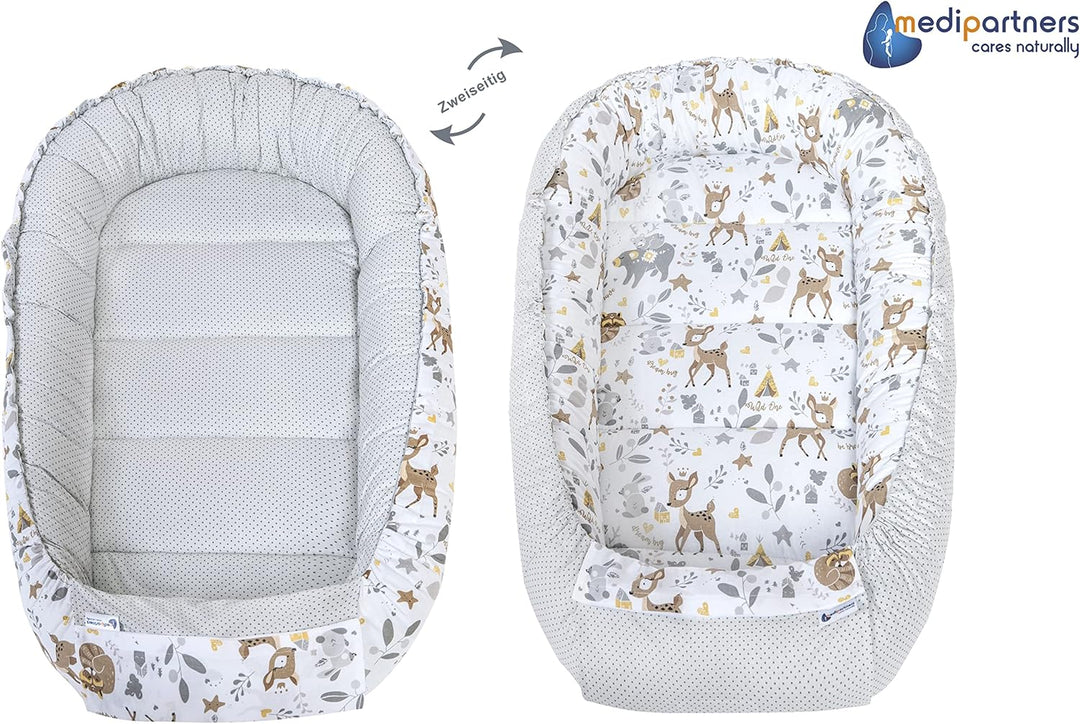 Medi Partners Babynest Kuschelnest Babynestchen 100% Baumwolle Nestchen Reisebett für Babys Säugling