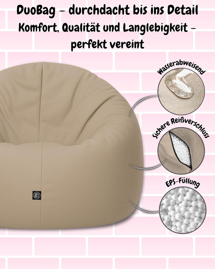 PATCH HOME Sitzsack 2 in 1 Sitzkissen Bodenkissen für Erwachsene &amp; Kinder - Gaming mit Füllung Kisse