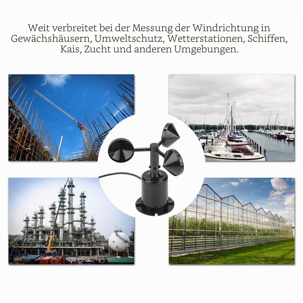 KIMISS Windgeschwindigkeitssensor Polycarbonat 0-70M S Umgebungssignalausgang Impulstyp Drei Tassen