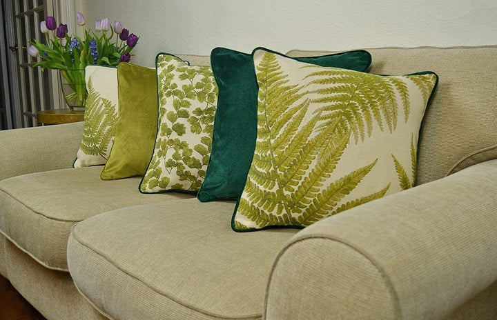 McAlister Textiles Tapestry | Bestickter Kissenbezug grüner Waldfarn | 40 x 40cm | gewobenes Blätter