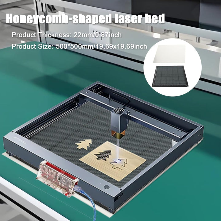 Laser Wabentisch, 500 x 500 x 22 mm Laser Honeycomb Arbeitstisch mit 0.4mm Aluminiumplatte für Deskt