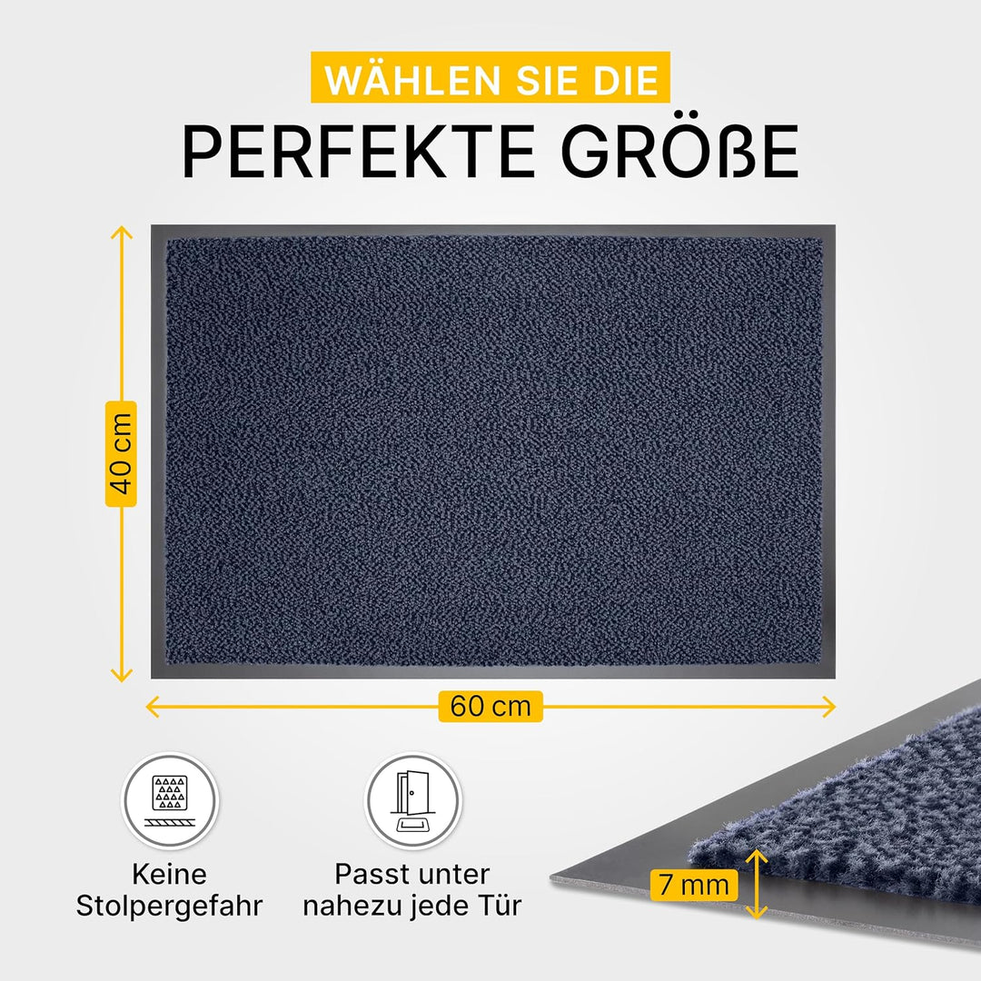 Entrando Fussmatte 40x60 cm flach & waschbar – Schmutzfangmatte für Innenbereich & Aussenbereich, sa