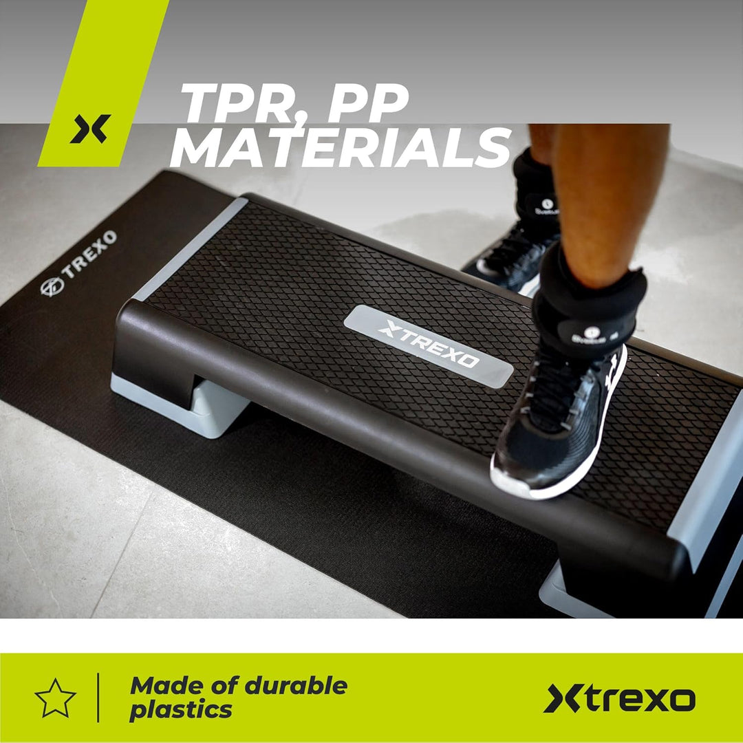 TREXO Aerobic Step 98 x 38 cm Für Cardio- und Fitnesstraining Höhenverstellbar 15-20-25 cm Langlebig