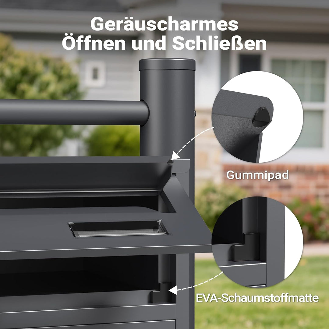 Wiltec 6er Briefkastenanlage Anthrazit 898 x 270 x 1150 mm, Standbriefkasten mit 2x3 Fächern, Schlüs