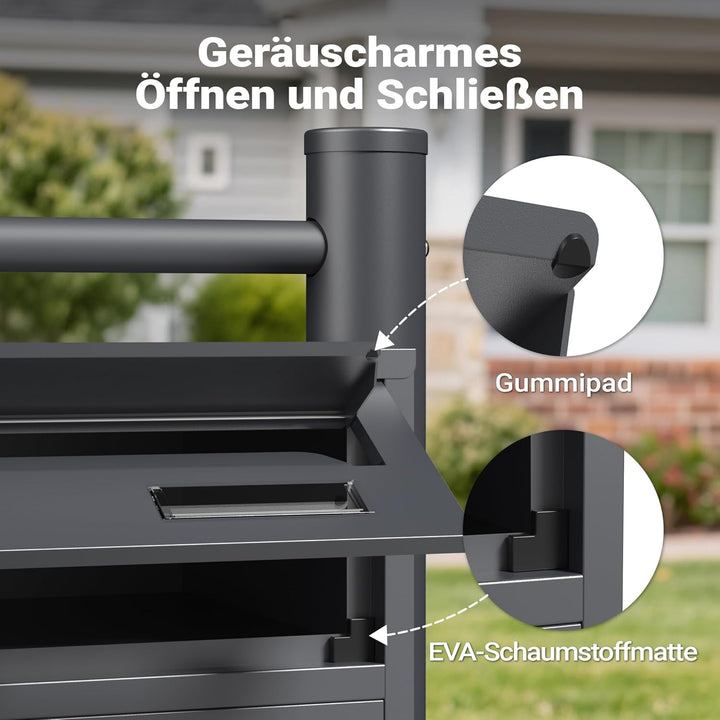 Wiltec 6er Briefkastenanlage Anthrazit 898 x 270 x 1150 mm, Standbriefkasten mit 2x3 Fächern, Schlüs