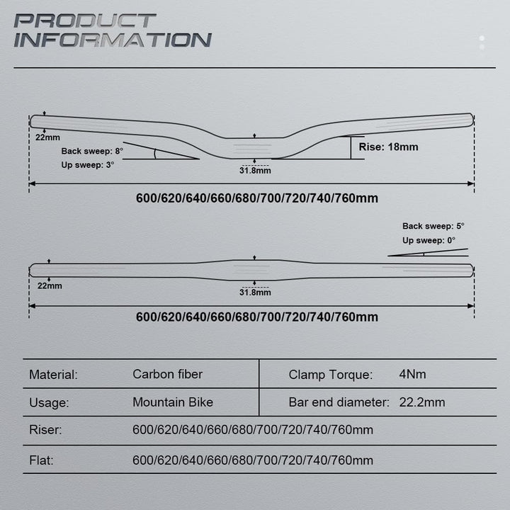 Alfa Pasca Carbon Mountain Fahrrad Lenker Ebene Steigleitung MTB Fahrrad Lenker Rot/Schwarz 3K Matt/