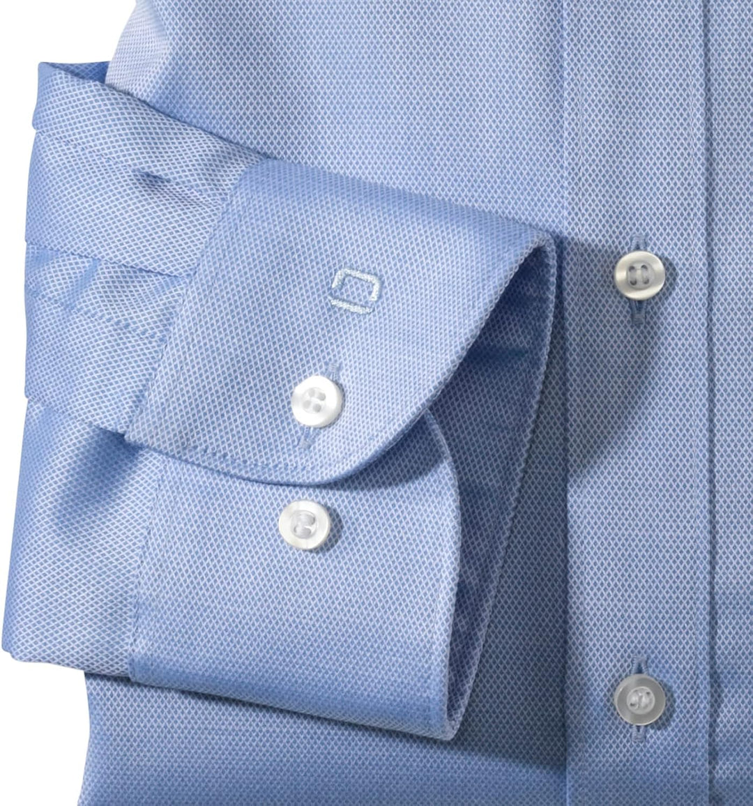 OLYMP Herren Businesshemd Langarm Level.Five.Body.fit,Einfarbig,Body fit,Under Button Down 37 Blau 1