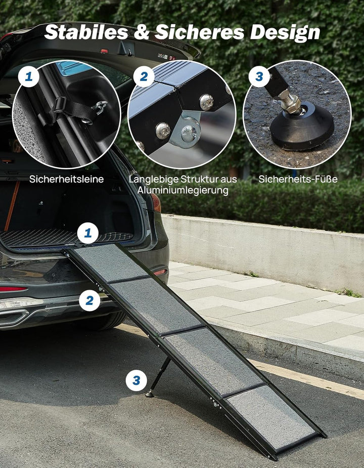 JOYTUTUS klappbare Hunderampe für Autos, SUVs und LKWs, 90kg Belastbarkeit, geeignet für grosse, mit