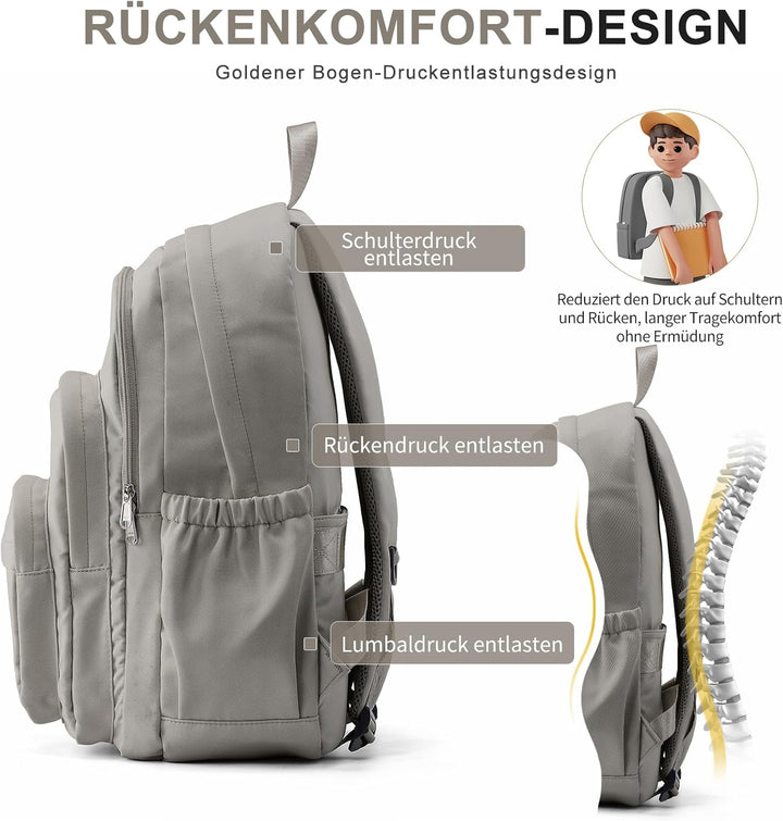 Rucksack Damen Herren, Leichter Schulrucksack Teenager Mädchen Jungen, Wasserabweisend Uni Rucksack