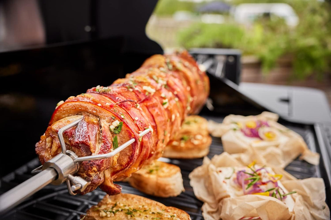 RÖSLE Premium-Drehspiess, Hochwertiger Grillspiess für RÖSLE BBQ-Stationen für VIDERO G4/G6 und MAGN