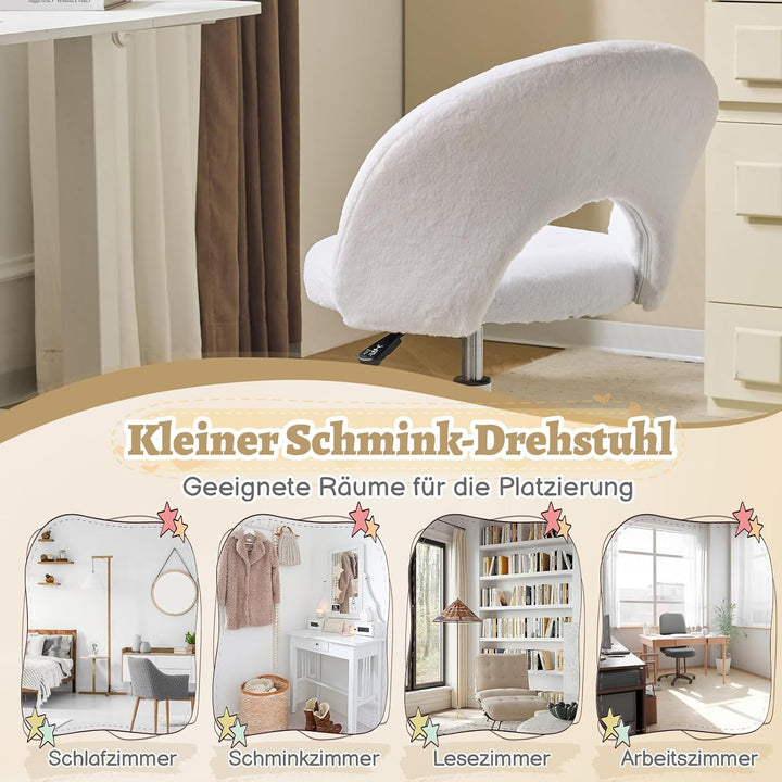 Bonnlo Homeoffice Stuhl, Schreibtischstuhl, Schminktisch Stuhl, Bürostuhl ohne Armlehnen, Drehstuhl