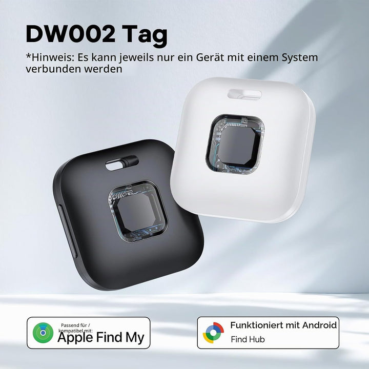 Hoxe Dual-System Air Tracker Smart Tag für iOS/Android, Schwarz (4er Pack) Dunkelschwarz(4 Pack) 4 P