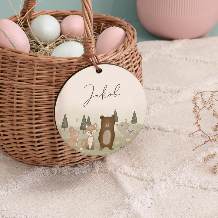 Personalisiertes Osterkörbchen – Weidenkörbchen für Kinder & Babys – Mit süssem Tier-Design – Ostere