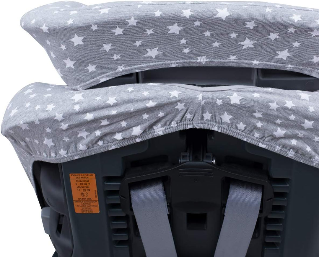 JYOKO Kids Bezug für Autositz kompatibel mit Romer Advansafix, Evolva IV M, aus Baumwolle (White Sta
