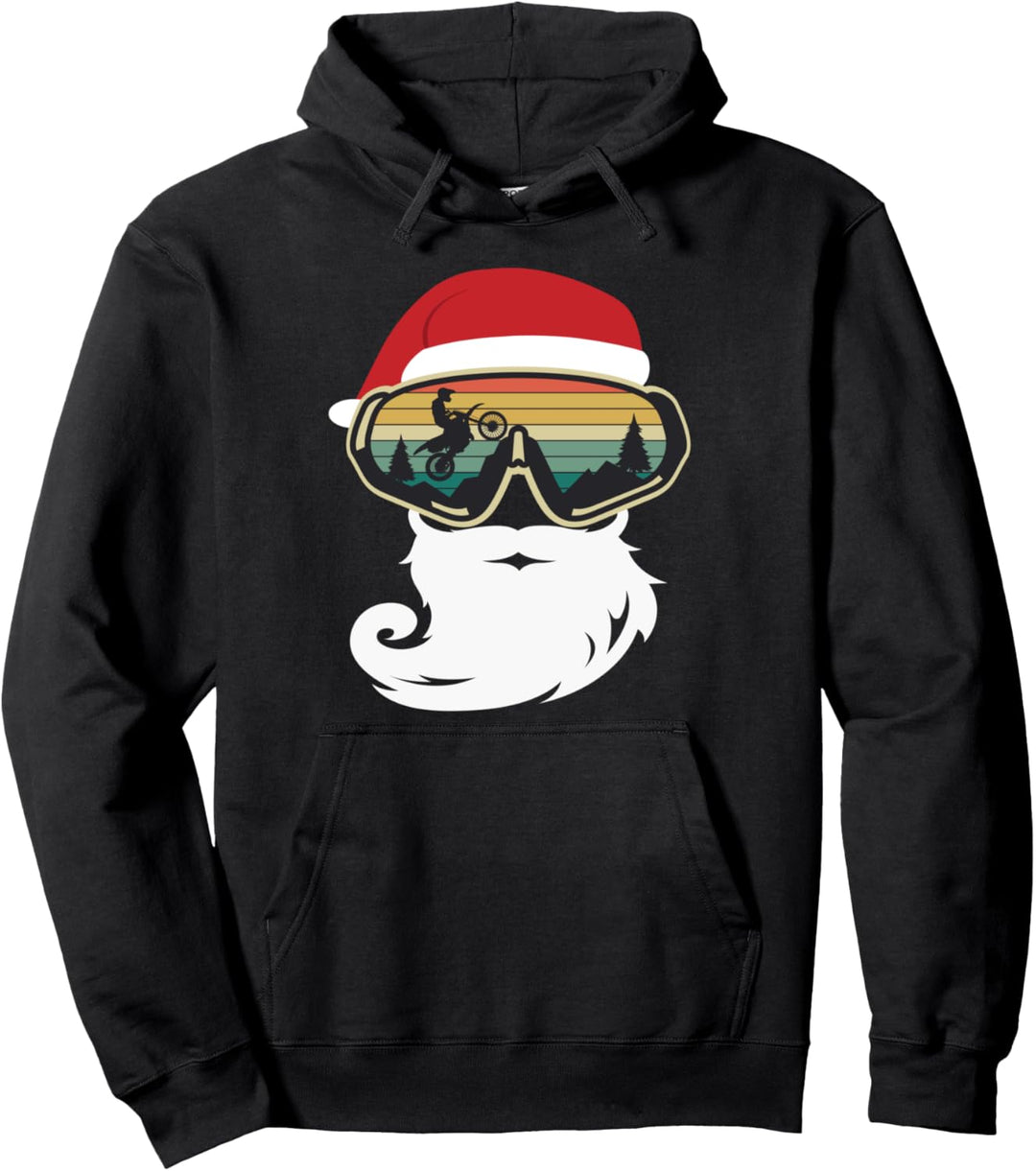 Lustige Motocross Brille zu Weihnachten als Weihnachtsmann Pullover Hoodie