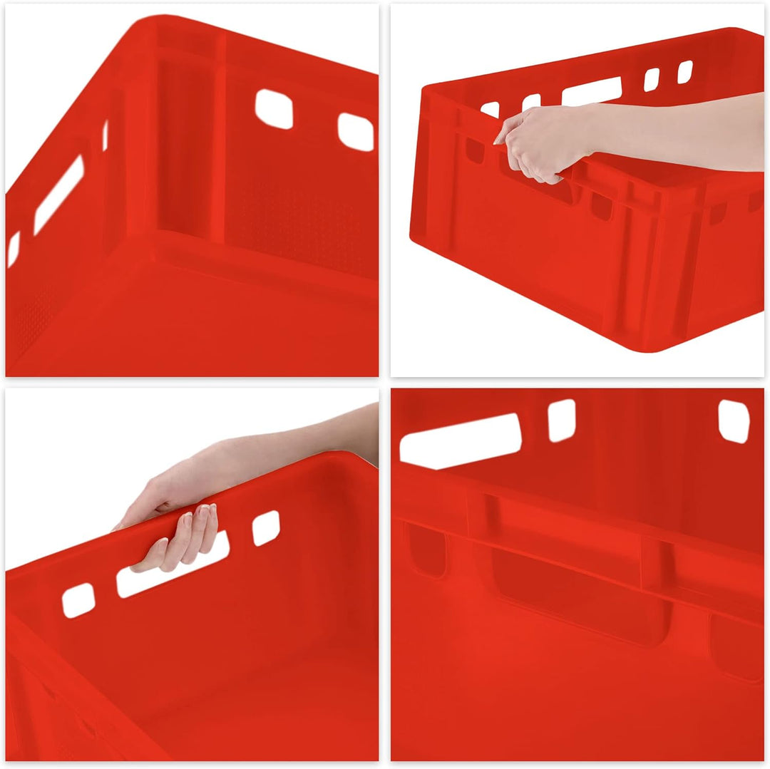 KADAX Fleischbox aus Kunststoff HDPE, Metzgerkiste 60 x 40 cm, E2 Fleischkiste mit bequemen Griffen,