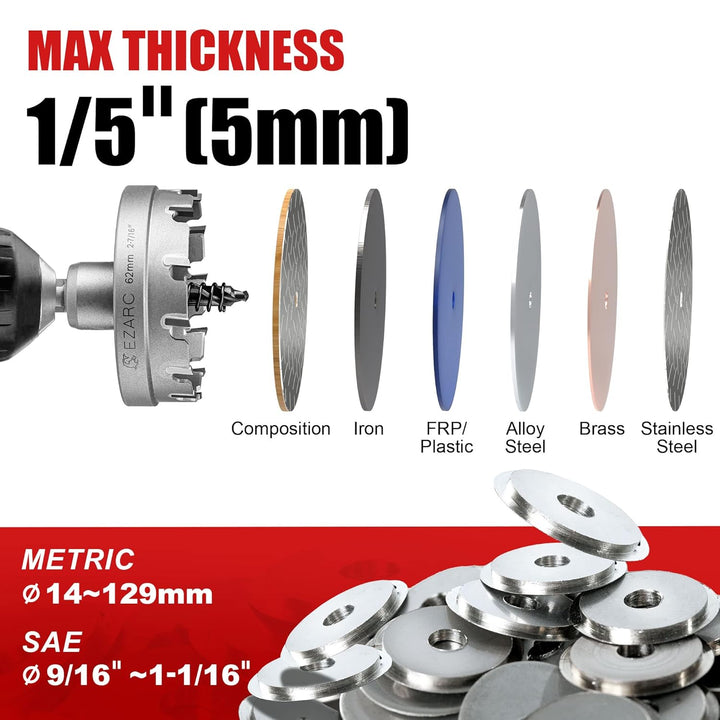 EZARC Lochsäge Hartmetall-Bohrer, leistungsfähiger Lochöffner ideal für Löchern in Edelstahl und Met