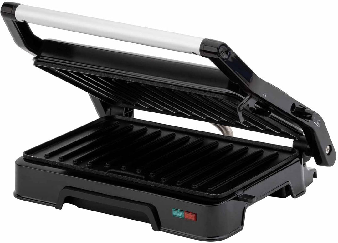 JATA JEGR1124 Elektrogrill und Grill mit geriffelten antihaftbeschichteten Platten, 23 x 14,5 cm, 10