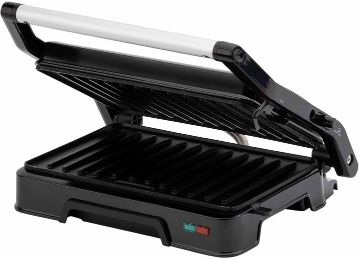 JATA JEGR1124 Elektrogrill und Grill mit geriffelten antihaftbeschichteten Platten, 23 x 14,5 cm, 10