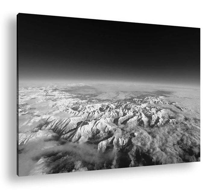 Blick auf die Welt - Luftbild von den Pyrenäen Effekt: Schwarz&amp;Weiss,Format: 80x60 als Leinwandbild,