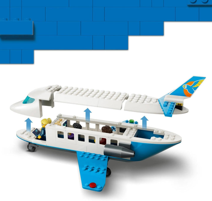 LEGO City Passagierjet Spielzeug - Flugzeug Modellbausatz mit 4 Minifiguren und Reisezubehör - Lerns
