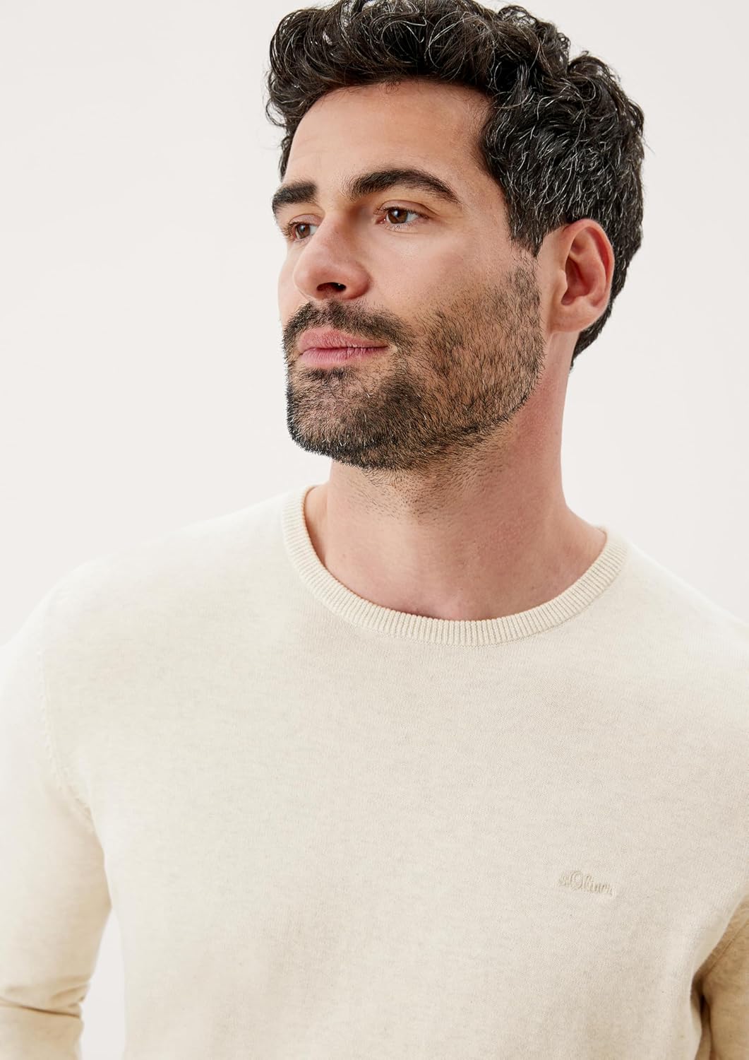 s.Oliver Herren Pullover mit Logo-Stickerei S Cremefarben(03w0), S Cremefarben(03w0)