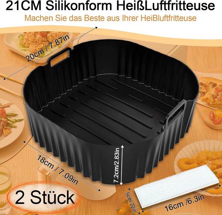 20cm Silikonform HeissLuftfritteuse Zubehör für Philips 2000 Serie 4,2L NA229/00, 2 Stück Air Fryer
