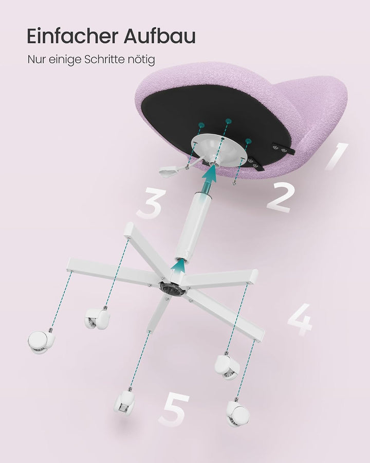 SONGMICS Homeoffice-Stuhl, Schminkstuhl aus Teddy-Fleece, Schreibtischstuhl, Schaumstoffpolsterung,