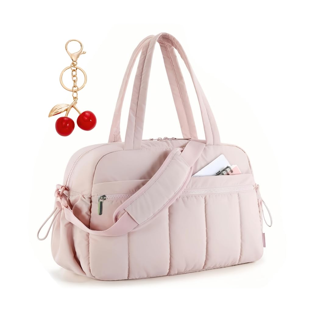 Puffer Reisetasche Damen, Sporttasche Gym Travel Bag, Handgepäck Tasche Weekender mit PVC nasse Tasc