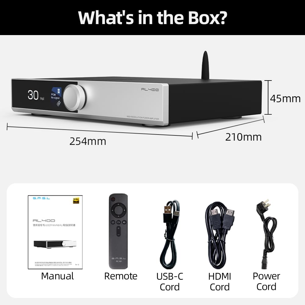 SMSL AL400 DAC Foto-Verstärker,Leistungsverstärker,CS43131 chip,4-stufiger Tiefpass/5 Filtermodi,kom