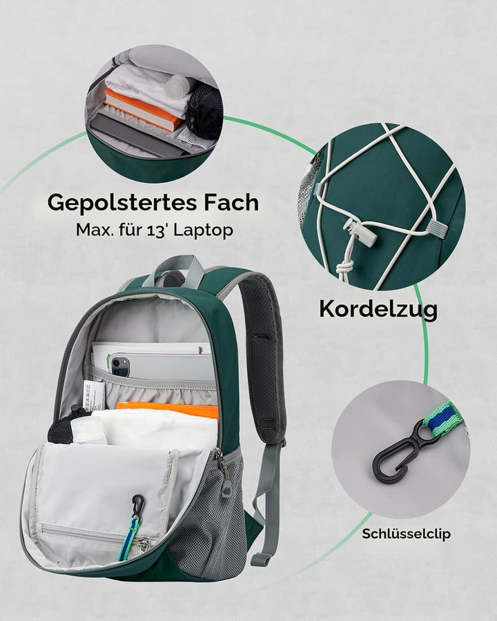WATERFLY Rucksack Klein Wanderrucksack 12L: Leicht Tagesrucksack Mini Sport Backpack Outdoor Daypack