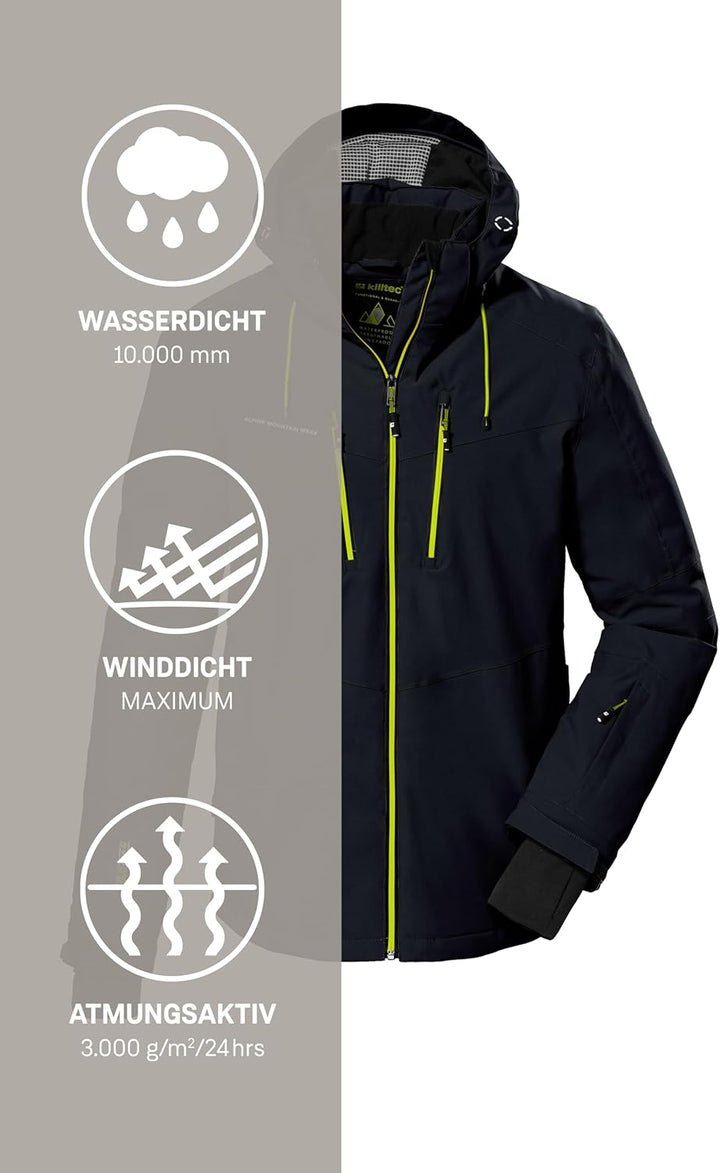 Killtec Herren Ksw 44 Mn Ski Jckt Skijacke/Funktionsjacke mit abzippbarer Kapuze und Schneefang S Sc