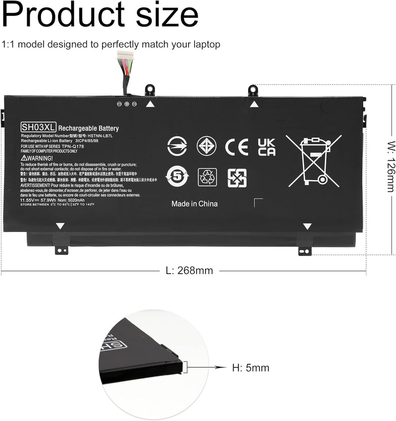 BLESYS SH03XL 859356-855 TPN-Q178 Akku Kompatibel mit HP Spectre x360 13-ac0xx 13-w0xx Series Notebo